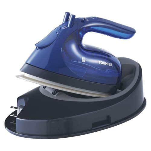 東芝 TOSHIBA アイロン スチーム 衣類スチーマー コードレス TA-FV 440 軽量 約0.9 kg コンパクト スチーム持続時間 約2分 スチーム量 約5 ml|分 シルバーチタンコート かけたまま ネイビーブルー m