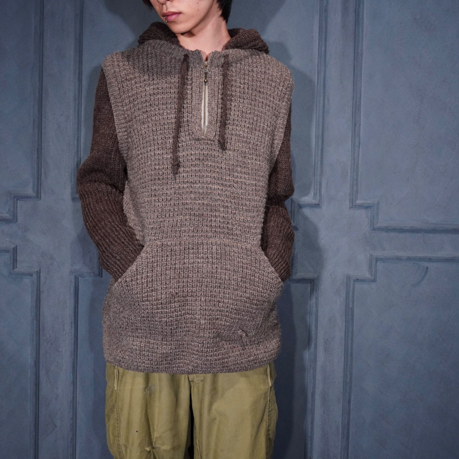 EU VINTAGE NORTHERN WATTERS KNITWEAR HALF ZIP KNIT PULL OVER JACKET|ヨーロッパ古着ハーフジップニットプルオーバージャケット