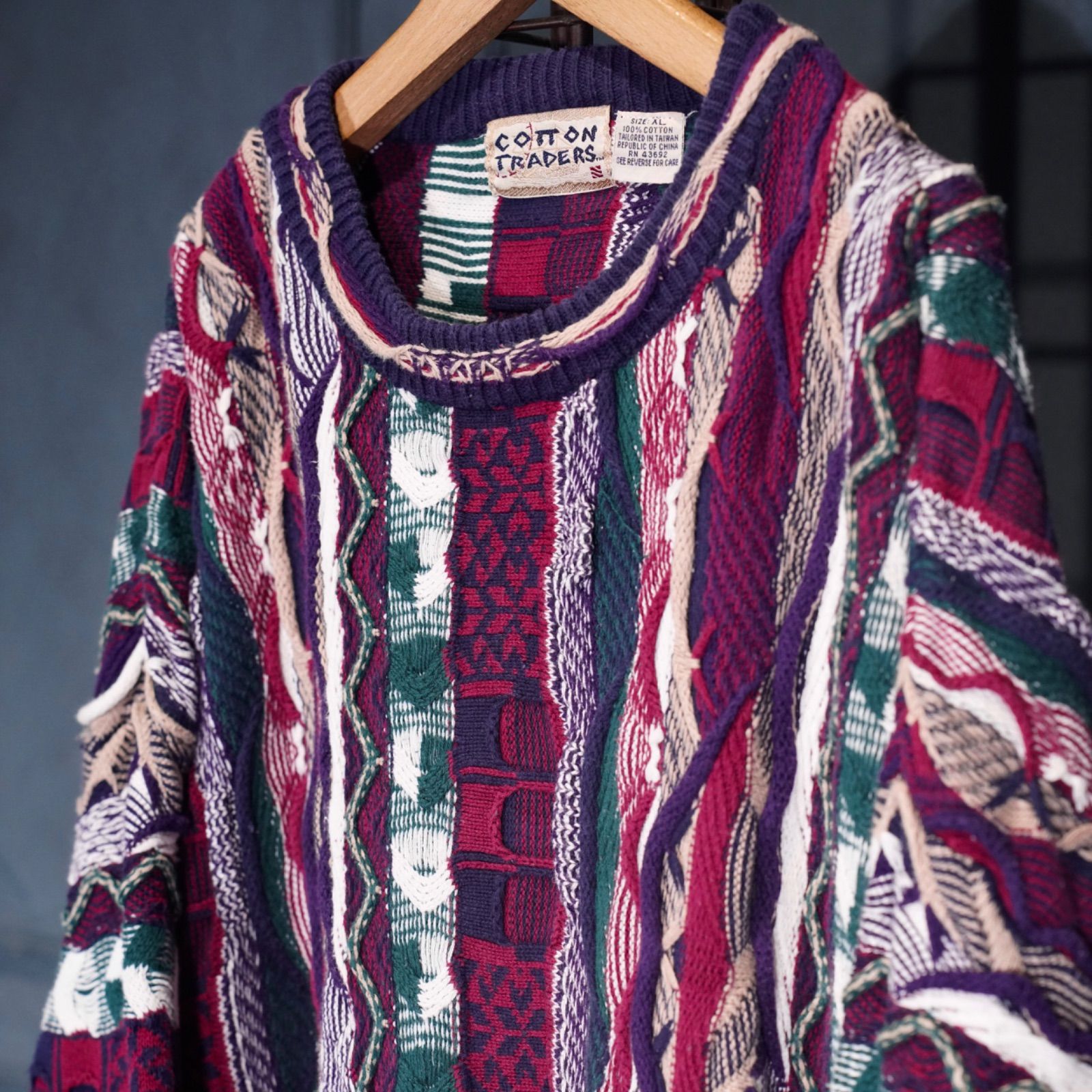 USA VINTAGE COTTON TRADERS COTTON 3D KNIT/アメリカ古着コットン3D 