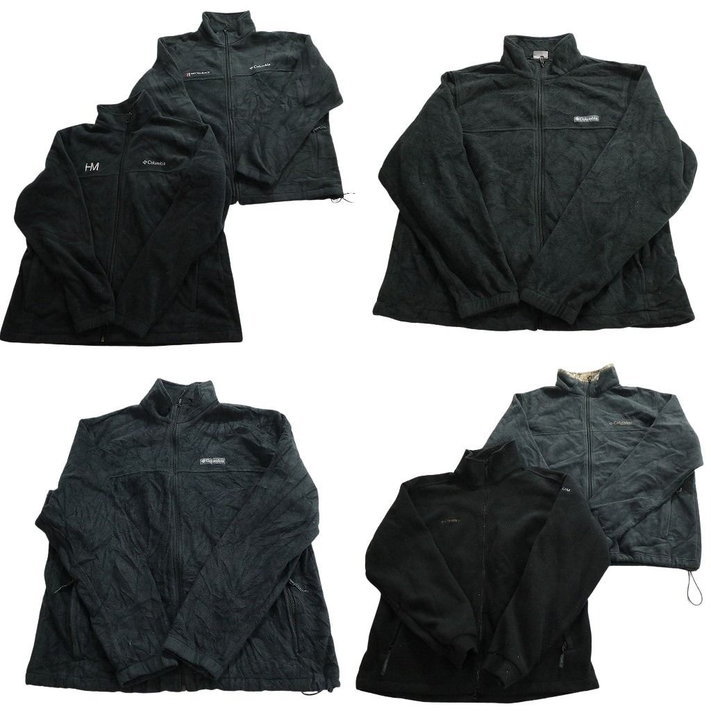 古着卸 まとめ売り コロンビア columbia 黒ベース フリース セット メンズ XL ワンポイント フルジップ スタンドカラー ND 2658