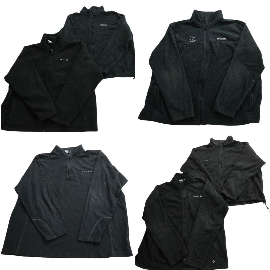 古着卸 まとめ売り コロンビア columbia 黒ベース フリース セット メンズ 2 XL フルジップ スタンドカラー ワンポイント ND 2656