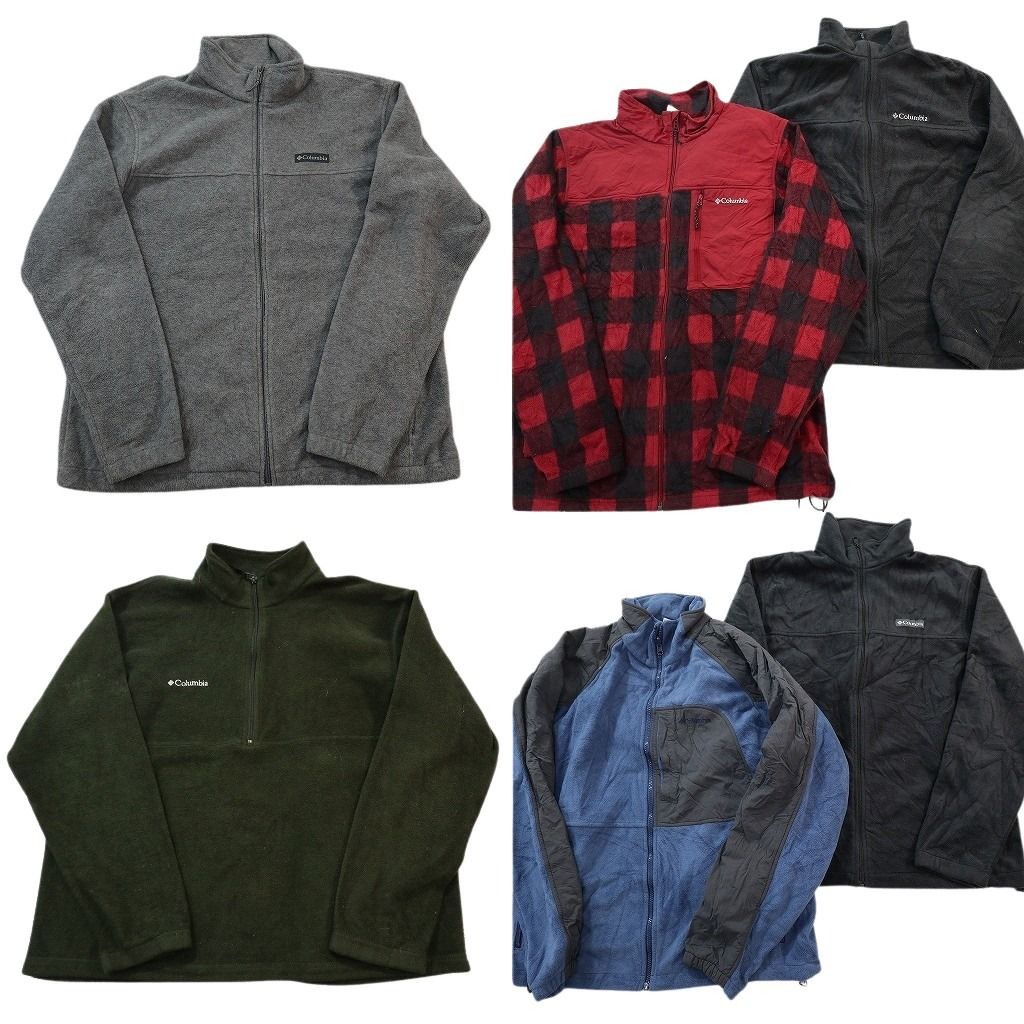 古着卸 まとめ売り コロンビア columbia フリース セット メンズ L バイカラー スタンドカラー フルジップ チェック 古着 ND 2670