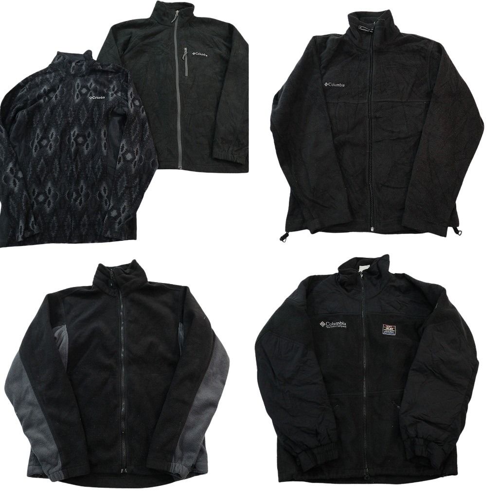 古着卸 まとめ売り コロンビア 黒ベース フリース セット メンズ XS |S |M フルジップ ワンポイント スタンドカラー 古着 ND 2665
