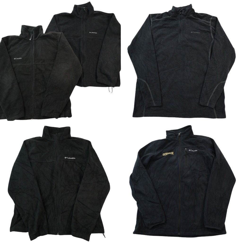 古着卸 まとめ売り コロンビア 黒ベース フリース セット メンズ M ドローコード フルジップ スタンドカラー 古着 ND 2664