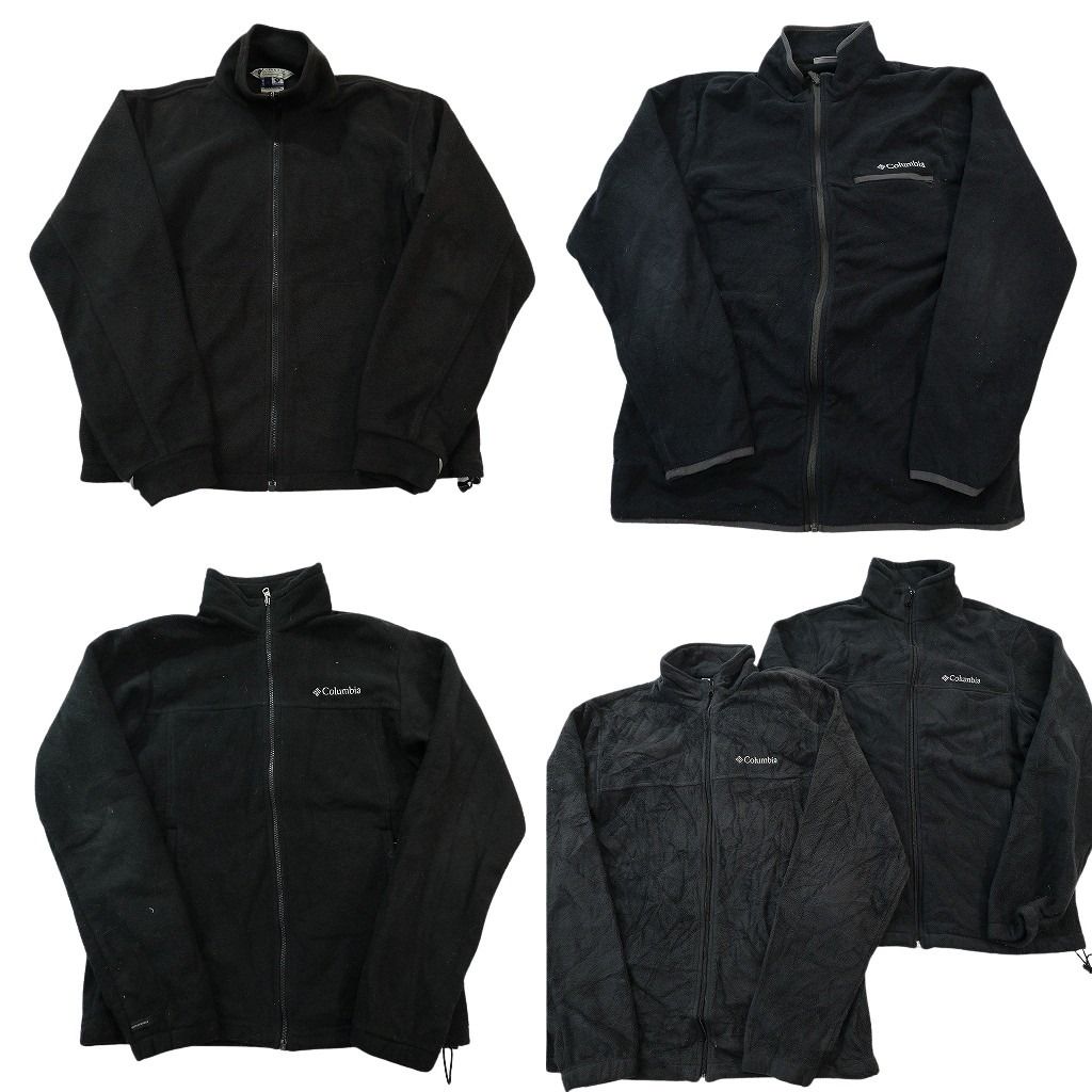 古着卸 まとめ売り コロンビア 黒ベース フリース セット メンズ M フルジップ スタンドカラー ワンポイント 古着 ND 2663