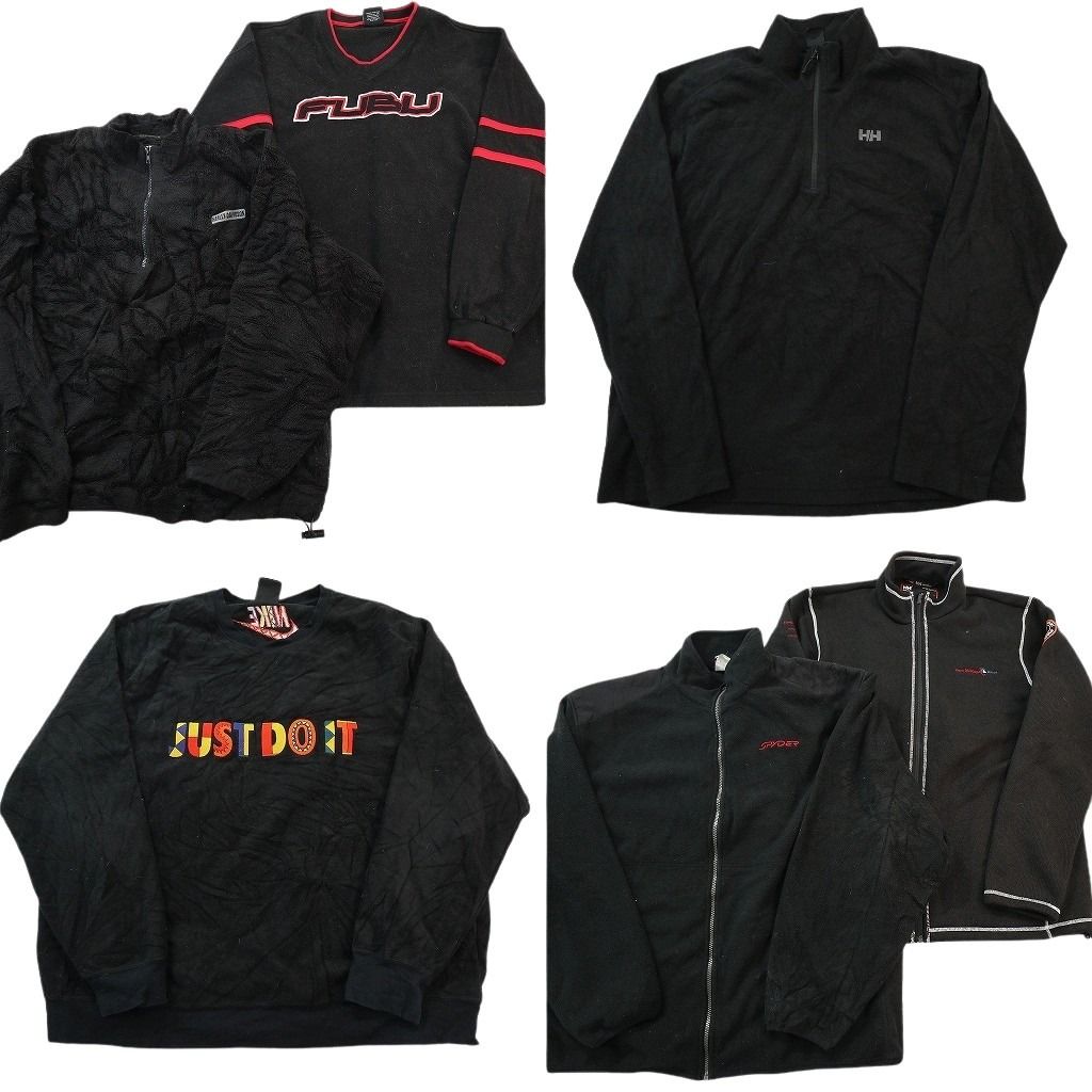 古着卸 まとめ売り 黒ベース ブランドMIX フリース セット メンズ 2 XL |3 ハーレーダビッドソン スパイダー 古着 ND 2748