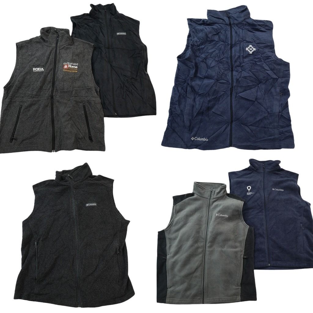 古着卸 まとめ売り コロンビア フリース ベスト セット メンズ L フルジップ 企業系 スタンドカラー 古着 ND 2744
