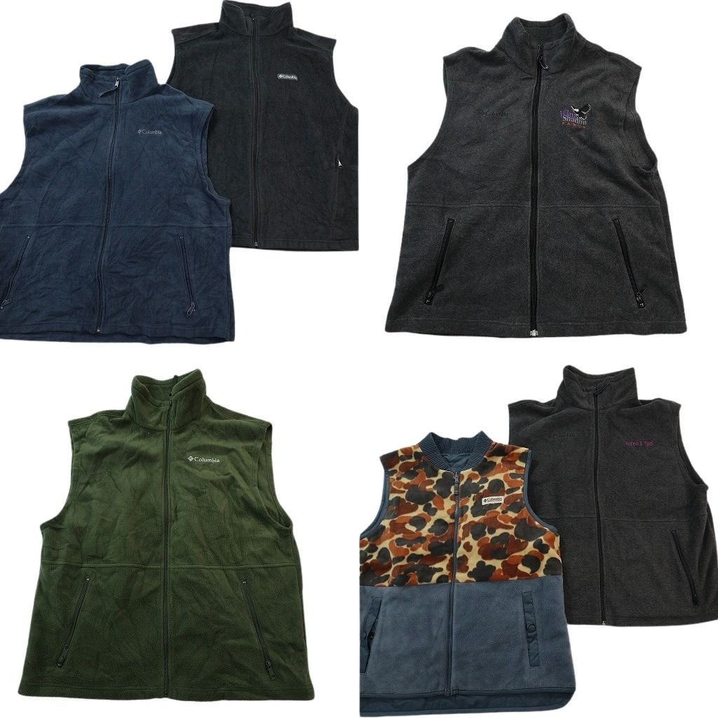 古着卸 まとめ売り コロンビア フリース ベスト セット メンズ L |XL カモ柄 フルジップ スタンドカラー 古着 ND 2743