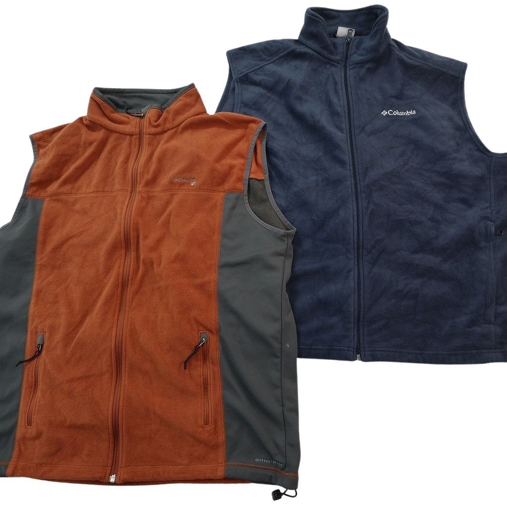 古着卸 まとめ売り コロンビア フリース ベスト セット メンズ 2 XL スタンドカラー フルジップ ブラック 古着 ND 2741