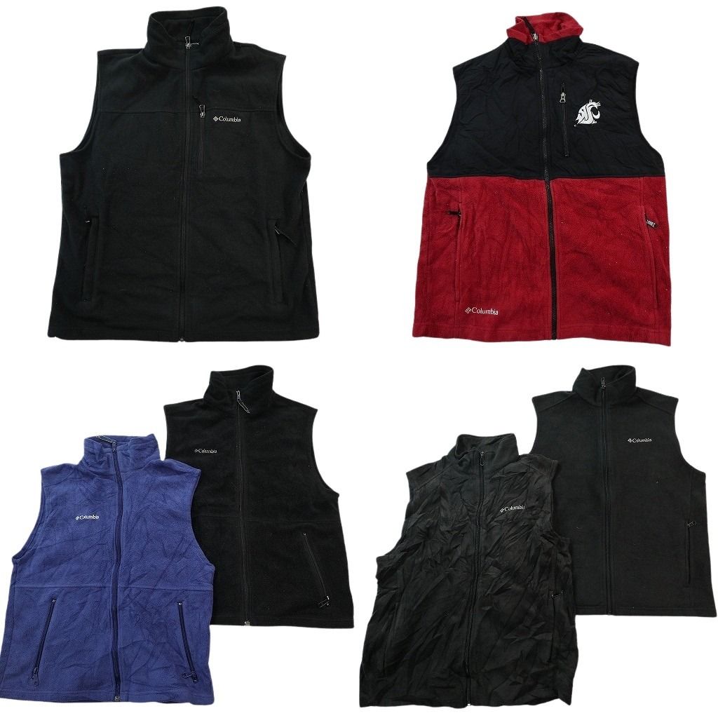 古着卸 まとめ売り コロンビア フリース ベスト セット メンズ M |L ブラック フルジップ スタンドカラー 古着 ND 2761