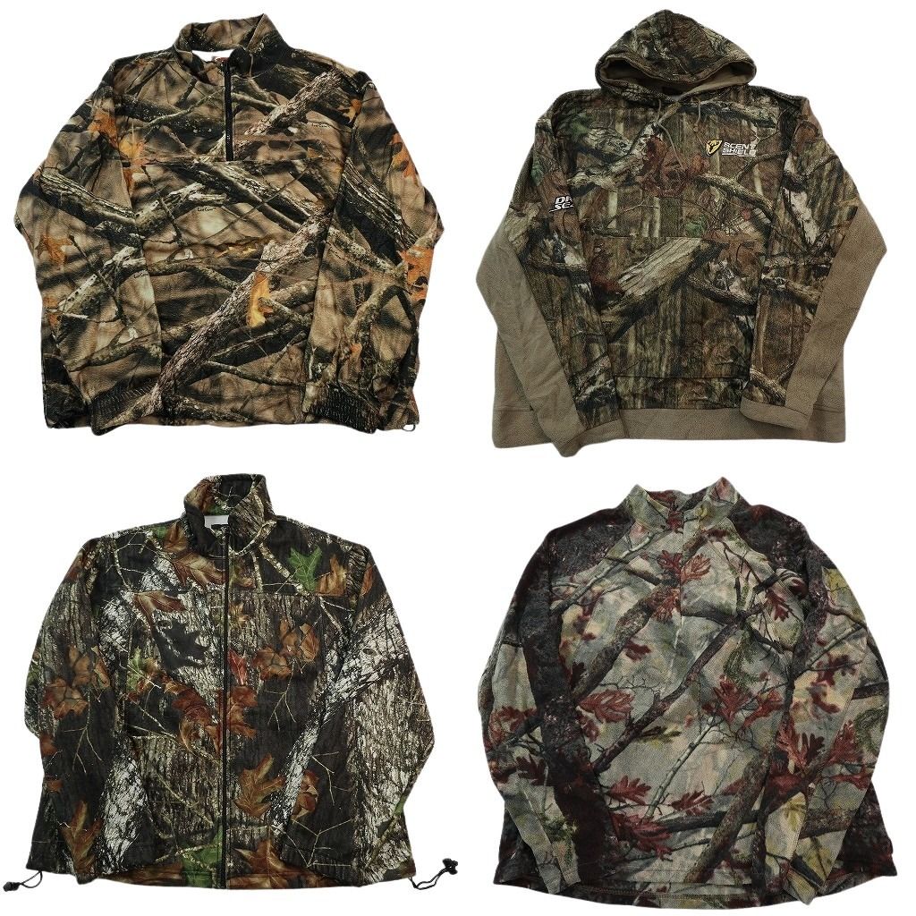 古着卸 まとめ売り リアルツリー柄 フリース セット メンズ XL フーディー ハーフジップ プルオーパー 古着 ND 2774