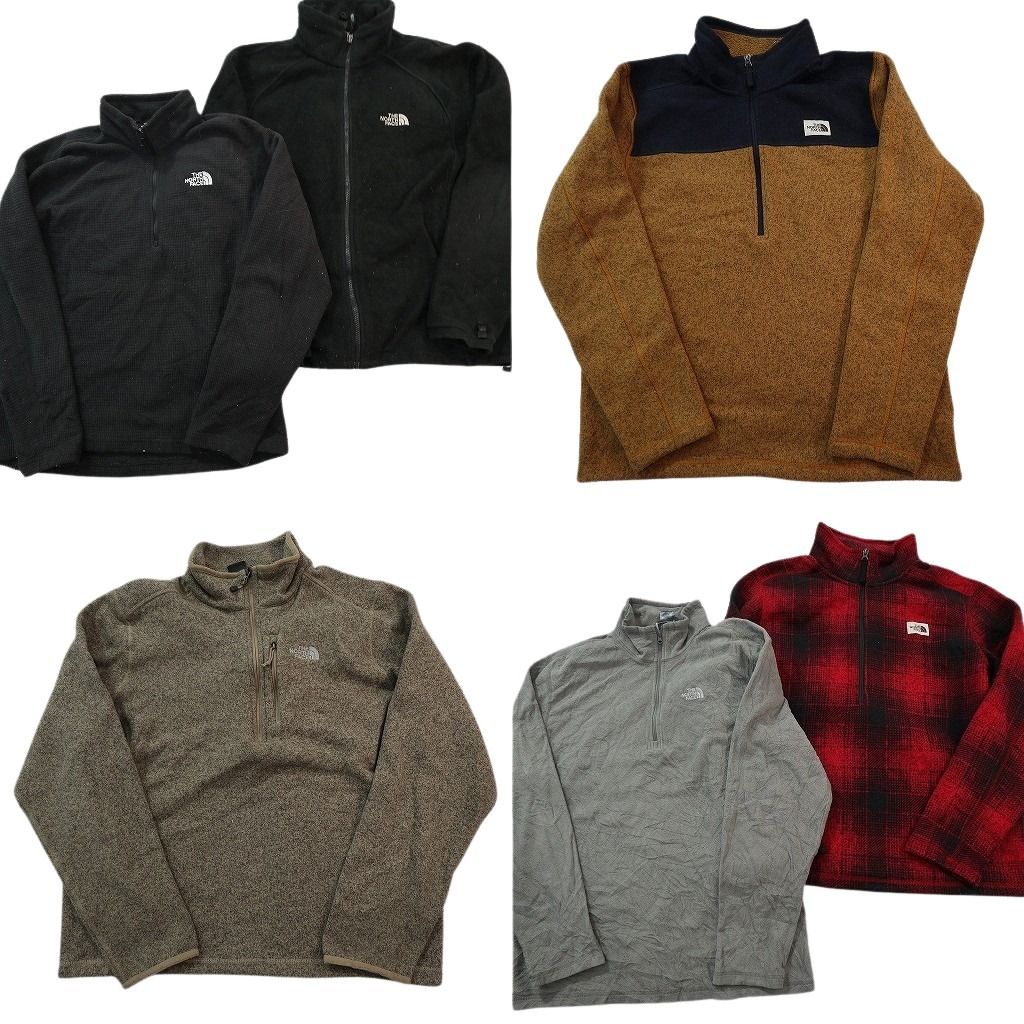 古着卸 まとめ売り ノースフェイス フリース セット メンズ L チェック グリッドフリース ハーフジップ 古着 ND 2766