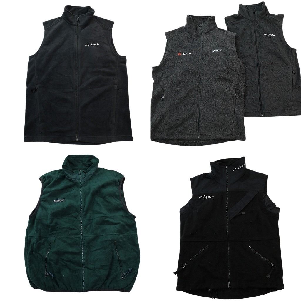 古着卸 まとめ売り コロンビア フリース ベスト セット メンズ XS |S |M フルジップ スタンドカラー 90’s 古着 ND 2762