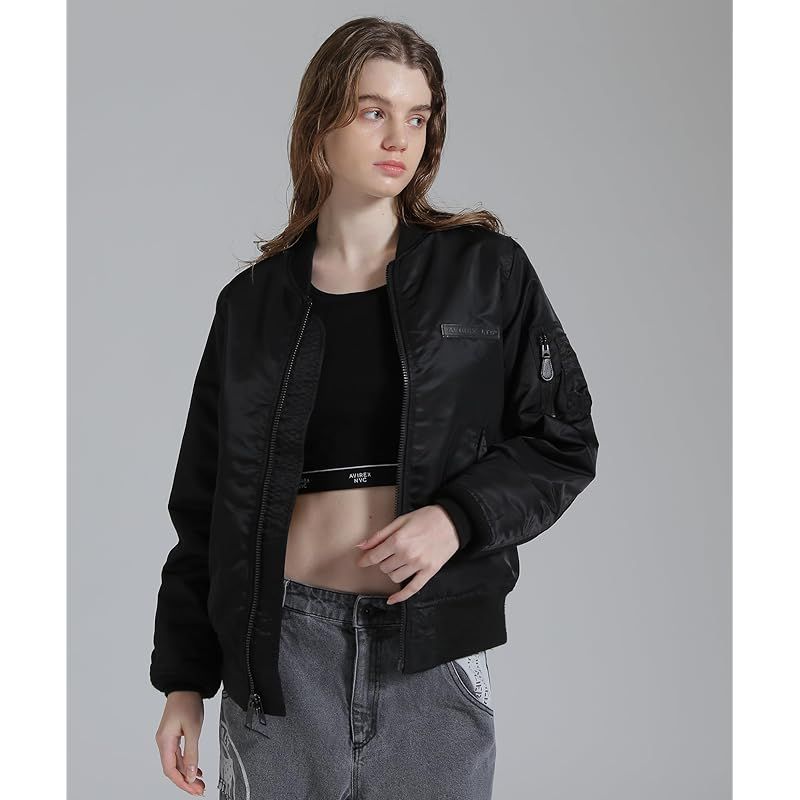 アヴィレックス 50 th Anniversary MA-1 BIG LOGO シグネチャー ビッグロゴ レディース M 010 ブラック 783-5952601