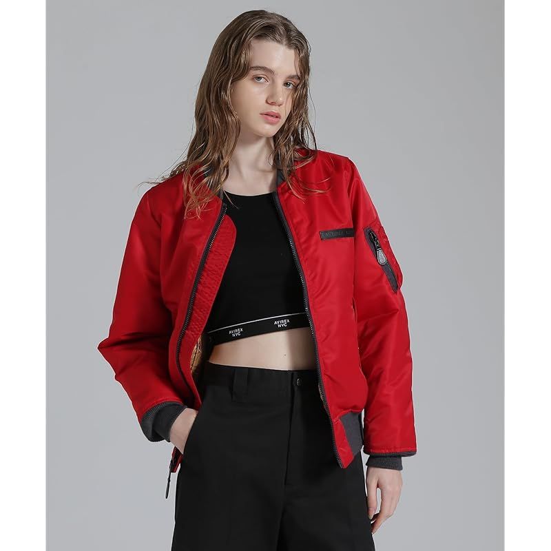 Avirex アヴィレックス 50 th Anniversary MA-1 BIG LOGO シグネチャー ビッグロゴ レディース M 100 レッド 783-5952601