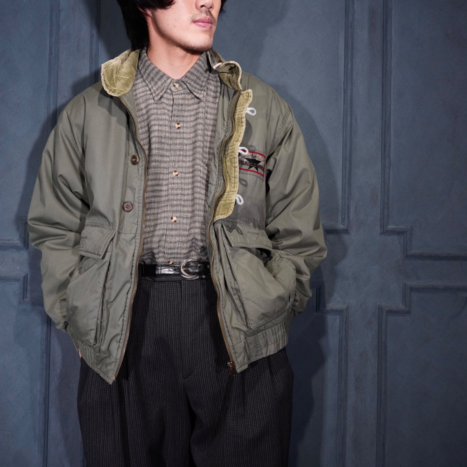 EU VINTAGE CHALLENGER EMBROIDERY DESIGN ZIP UP BLOUSON|ヨーロッパ刺繍デザインジップアップブルゾン