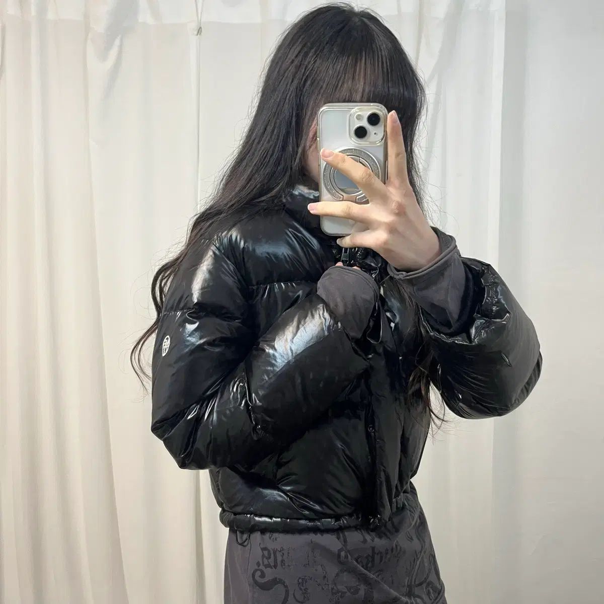 マリテフランソワジルボー サークルロゴ グロッシー ダックダウン ダウン