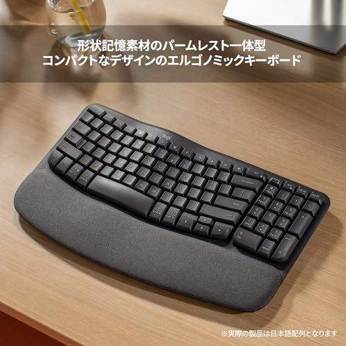 ロジクール WAVE KEYS K 820 疲れにくい エルゴノミックキーボード Bluetooth Logi Bolt 日本語配列 ワイヤレスキーボード ワイヤレス 無線 テンキー パームレスト Windows Mac Chrome Andr f 4103 b 01