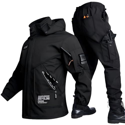 Inkpoo 登山ジャケット コート メンズ 上下セット 冬服 裏起毛 アウトドアジャケット 防寒 防風 耐久撥水 かっこいい クール おしゃれ 体型カバー スキー ウォーキングウェア 釣りpo 54203 c 14