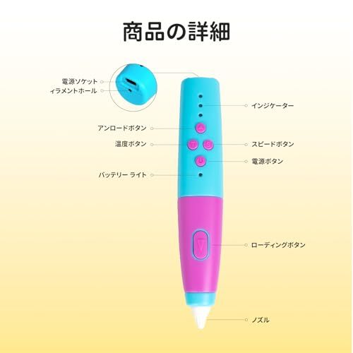 Kreturm ３Dペンセット 低温設計の３Dペン かわいい3 Dペン の1.75 mm PCLフィラメント ロボットベース ロボットのテンプレート サムタックがセットになっています 男の子と女の子と小学生のための プレゼント 286 e 617 d