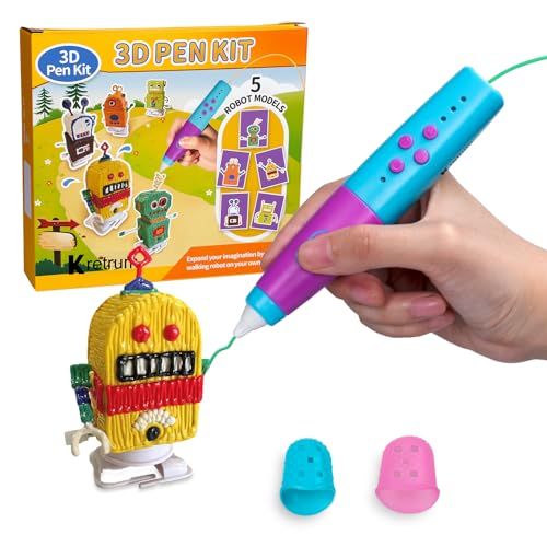 Kreturm ３Dペンセット 低温設計の３Dペン かわいい3 Dペン の1.75 mm PCLフィラメント ロボットベース ロボットのテンプレート サムタックがセットになっています 男の子と女の子と小学生のための プレゼント 286 e 617 d
