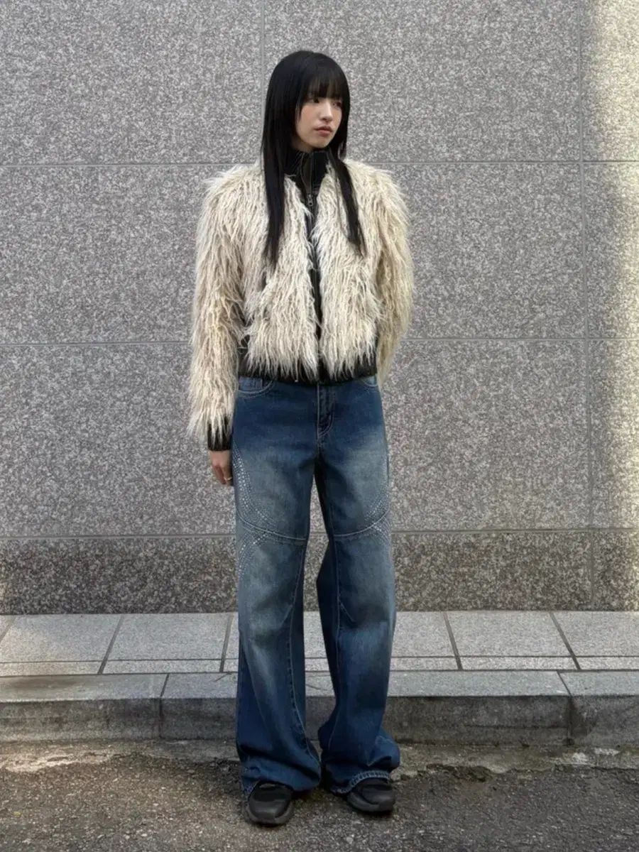 SCULPTOR Faux Mongolian Shearling Jacket Raw - メルカリ