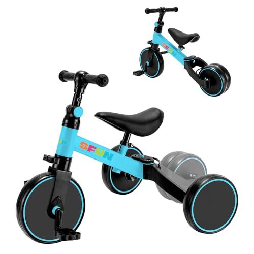 三輪車 子供用 1 5歳向け 3 in 自転車 キッズ キックバイク 幼児用 ランニングバイク 組み立て簡単 2 8 KG軽量設計 高さ調整可 アウトドア＆室内兼用 キッズプレゼント 日本語説明書付き 湖水色 po af 214 7