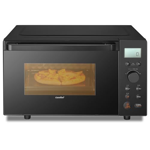 コンフィー COMFEE オーブンレンジ 18 L フラットテーブル 縦開き 自動メニュー18種類 全国対応 電子レンジ オーブン機能付き~250℃温度調整 角皿式スチーム レンジ出力650 W 500 トースト グリル 解凍 発酵機能 予熱対応 消音モ m