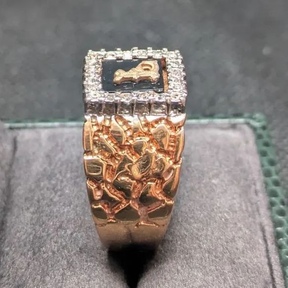  特大24号 イニシャルリング L 18 KGE 金メッキ 13 g ナゲット 印台 ヒップホップ ストリート メンズ 指輪 ラッパー リング 指輪 アクセサリー