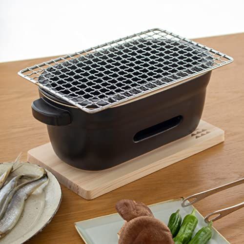 陶の炭火コンロ 角 黒 角網 敷板付き 水コンロ 卓上 陶器 萬古焼 日本製po bca 314 f 3