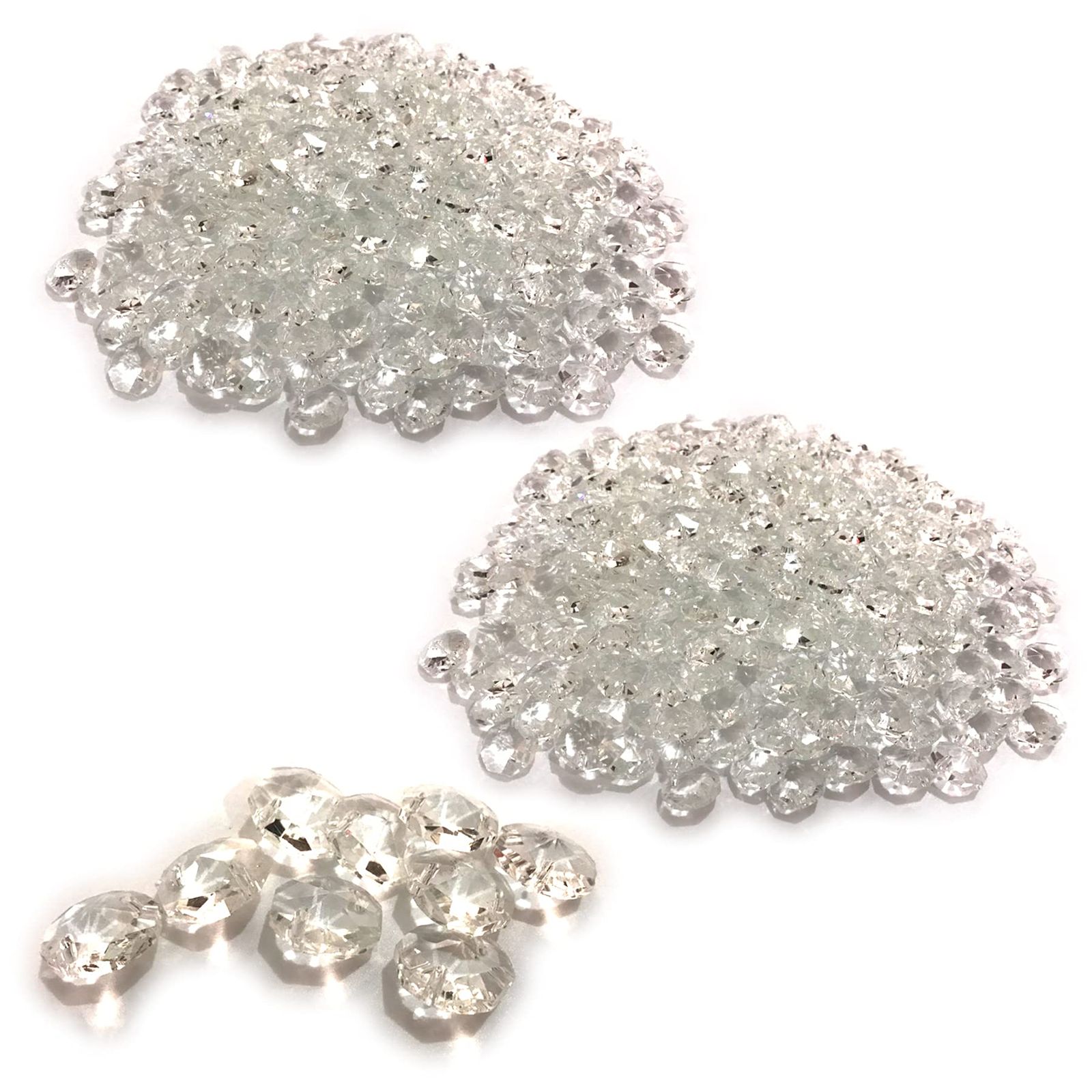 エスネット クリスタル 八角 ビーズ クリア 14 mm 二つ穴 アクセサリー のれん 手芸 ガラス 透明 シャンデリア バス 装飾 大量