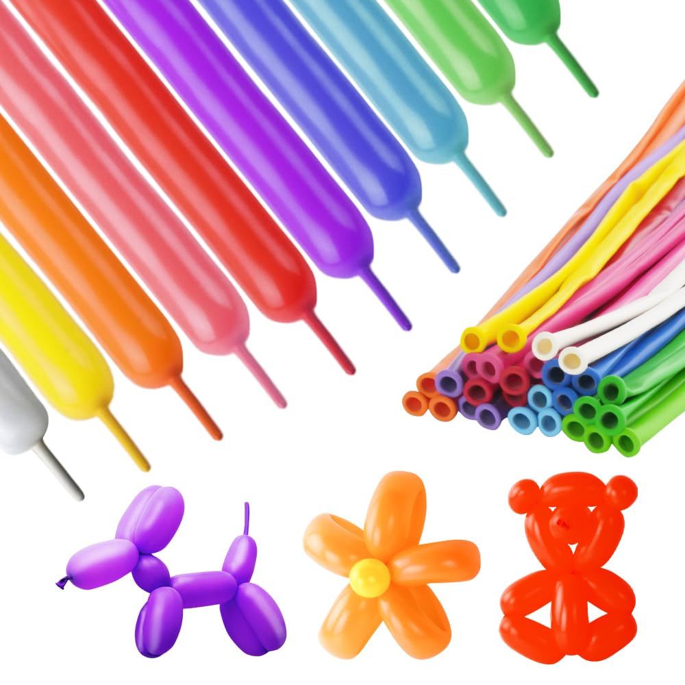 日本企画 WeBirth バルーンアート 風船 100本 選べて楽しい♪ カラー3タイプ 作り方説明書付き 割れにくい 大容量 動画でわかりやすく解説 webマニュアル付き 細長風船 イベント パーティー アートバルーン ペンシル カラフル