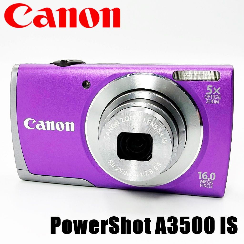 キヤノン CANON PowerShot A3500 IS パープル コンデジ カメラ 中古