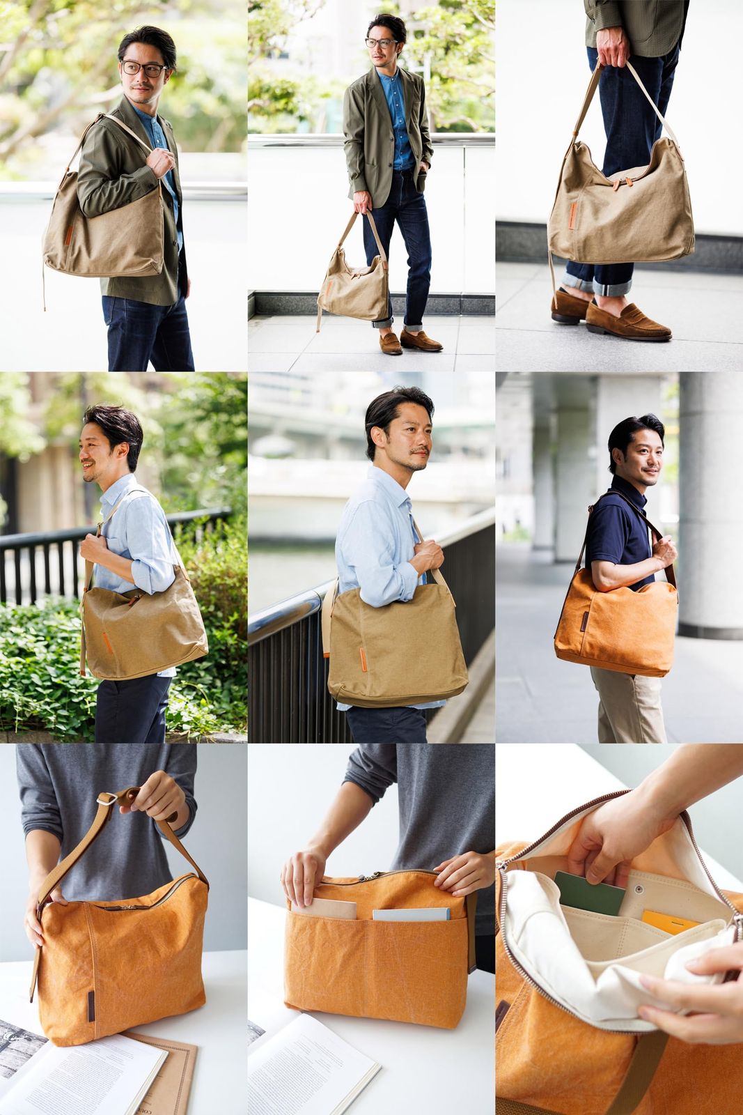 バギーポート ショルダーバッグ ８号帆布カラーコーティング メンズ 大 カーキ BP-YNM 1304-KH