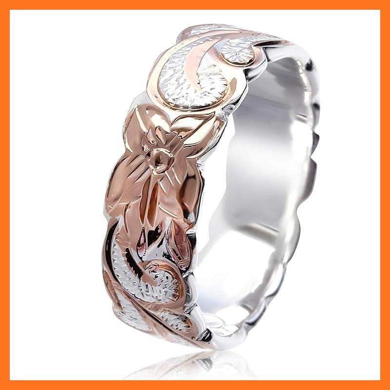 ハワイアンジュエリー LocoMocoAloha リング 指輪 ピンキーリング 6 mm ピンク シルバー 波 プルメリア ジュエリー