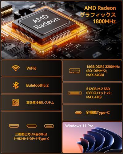  NIPOGI ミニpc ryzen AMD 5 7430 U 6 C 12 T 最大4 30 GHz mini pc 64 GB DDR 4 TB SSD 最大拡張 ミニパソコ ン Windows 11 Pro WiFi Bluet 1 d e 2 ec その他 キッチン 食器