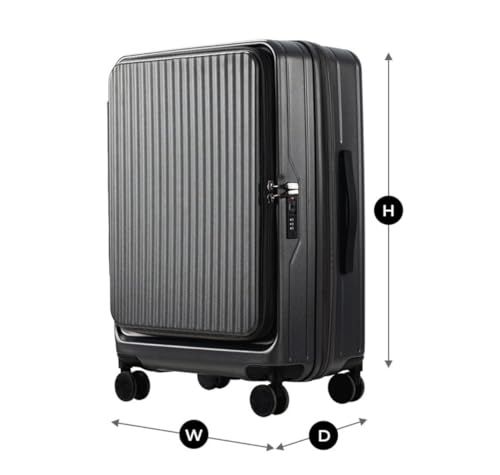 Yuweijie スーツケース 拡張機能付き キャリーケース 片開き フロントオープン 大容量 機内持ち込み 超軽量 ファスナータイプ カップホルダー付き TSAロック キャリーバッグ 横開き ビジネス 旅行 出張 98-108リットル ba 37 e 3 d