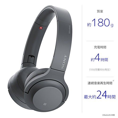  ソニー ワイヤレスヘッドホン h.ear on 2 Mini Wireless WH-H 800 Bluetooth|ハイレゾ対応 最大24時間連続再生 密閉型オンイヤー マイク付き 2017年モデル 360 Reality Audio認定モデル グレイ m ワイヤレスヘッドホン ヘッドホン