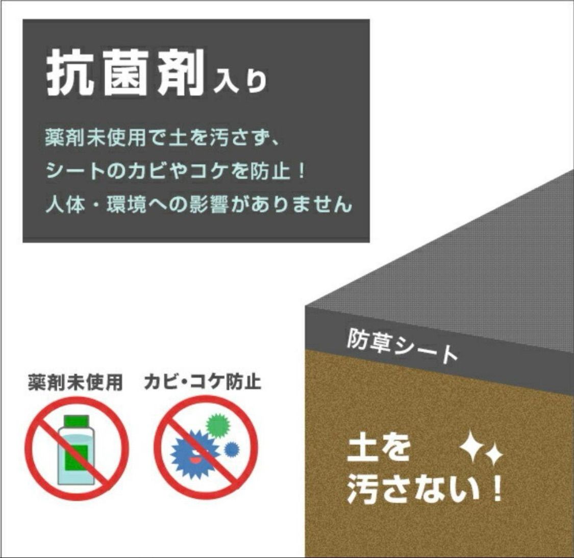 防草シート 高密度・抗菌剤入り1.0m×150m (耐久性4〜6年) 75m×2本