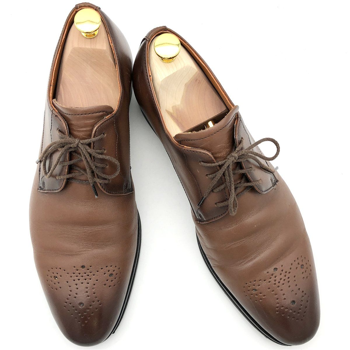 美品✨マグナーニ　ドレスシューズ　メダリオン　プレーントゥ　ブラウン　41 アントニオマウリッツィ プレーントゥ 革靴 メダリオン 外羽根 レザー