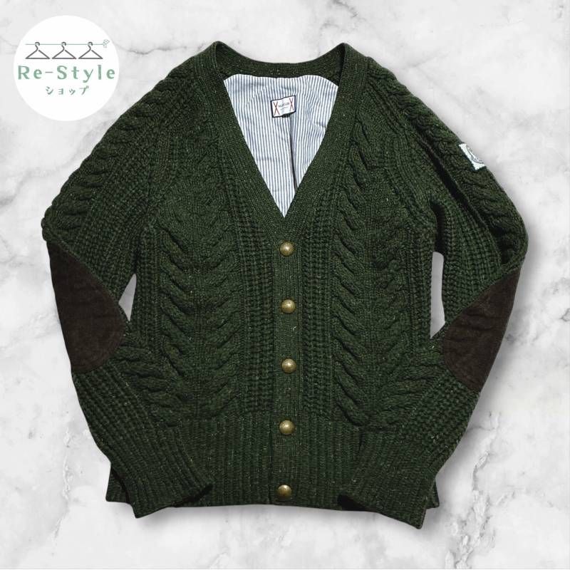 MONCLER GAMME BLEU モンクレールガムブルー MAGLIA TRICOT CARDIGAN トリコット ケーブル編み ワッペン ロゴ ニットカーディガン サイズXS