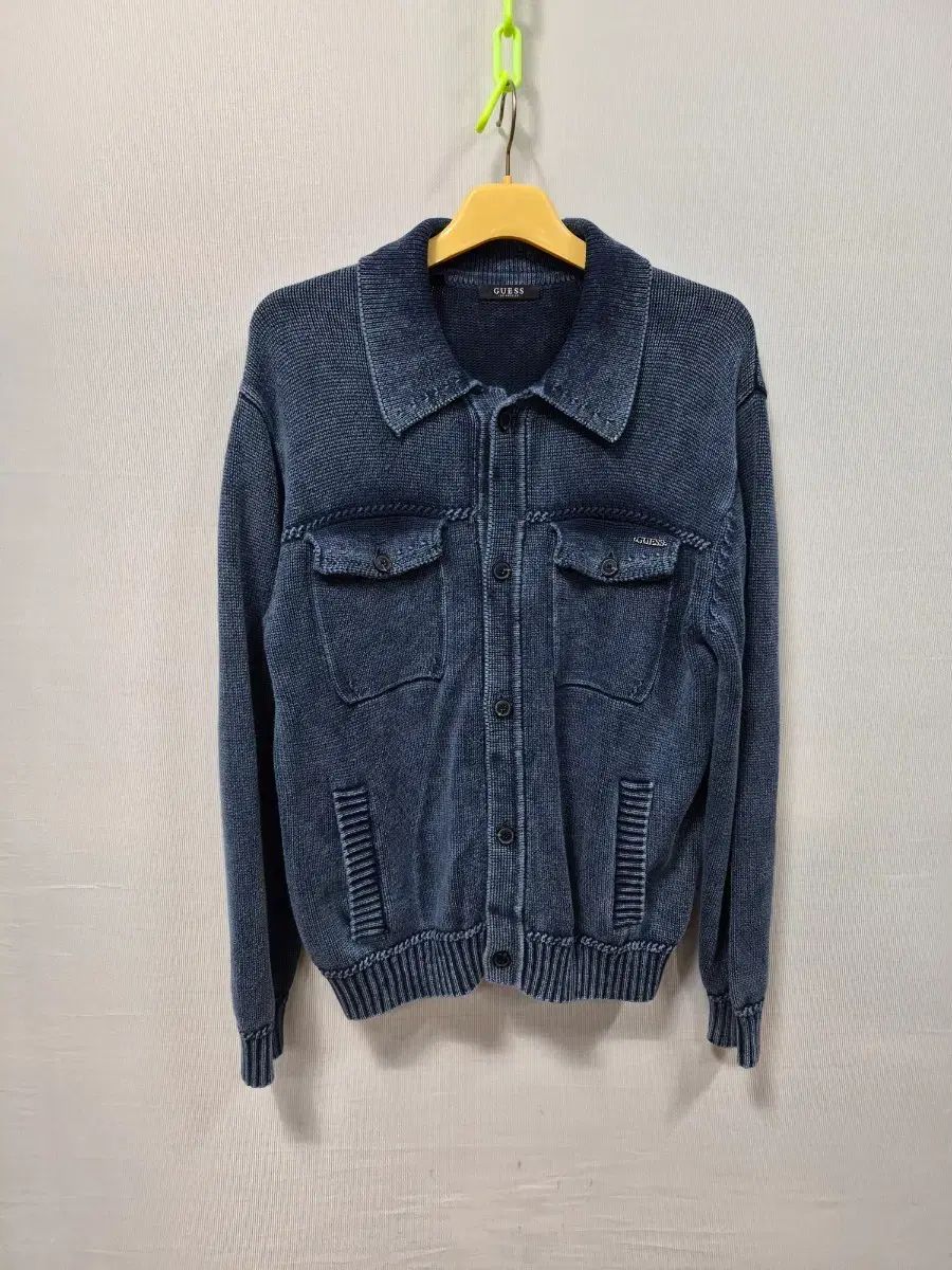 24年 GUESS デニム ウォッシュ ニット カーディガン メンズ 95 100