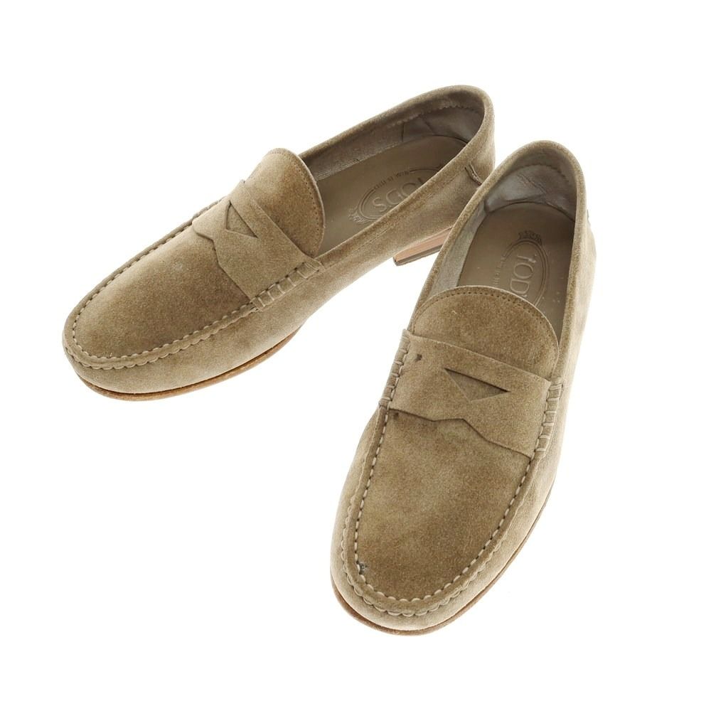 トッズ TOD S スエード コインローファー ダークベージュ サイズ7 メンズ