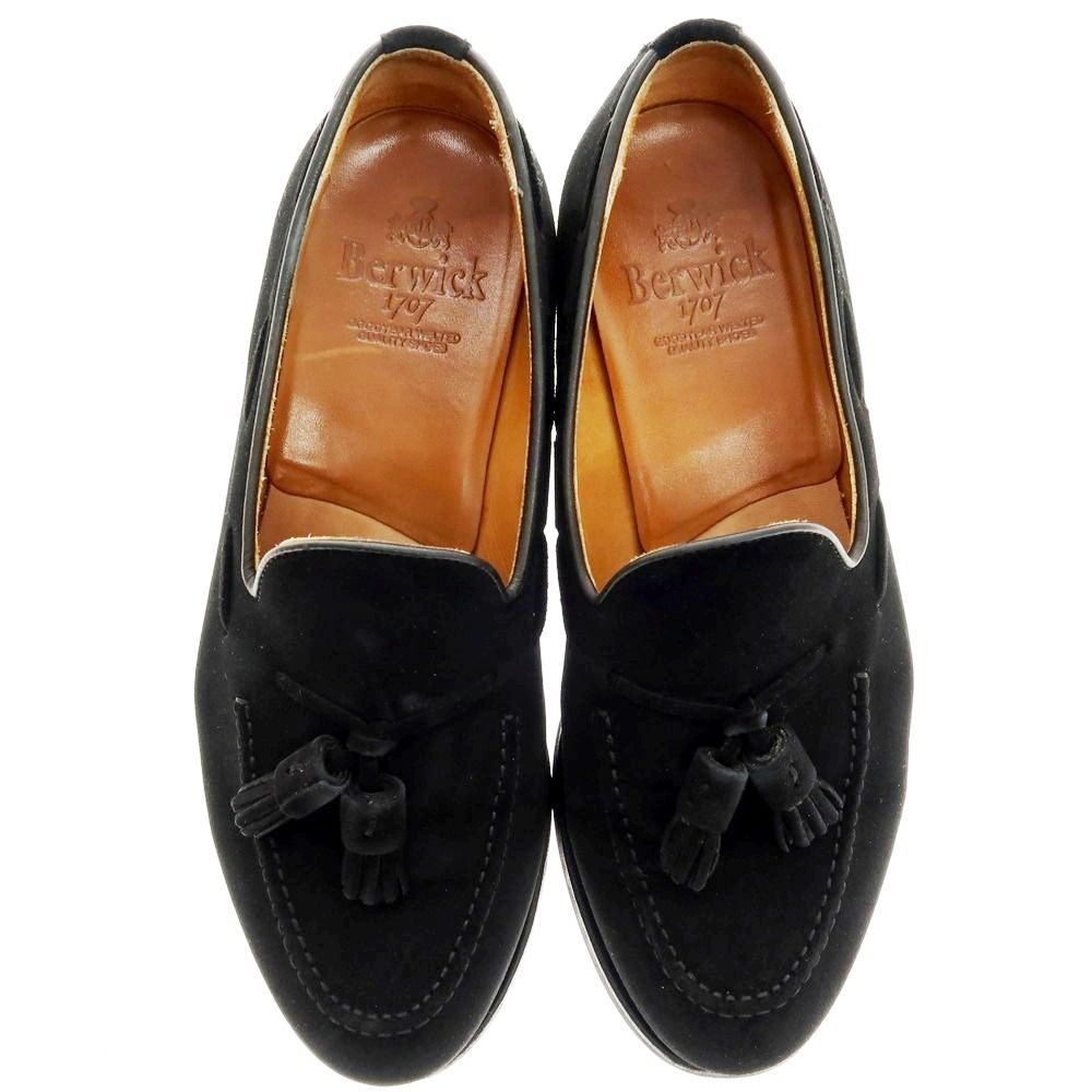 バーウィック BERWICK スエード タッセルローファー ブラック サイズ6 1|2 メンズ
