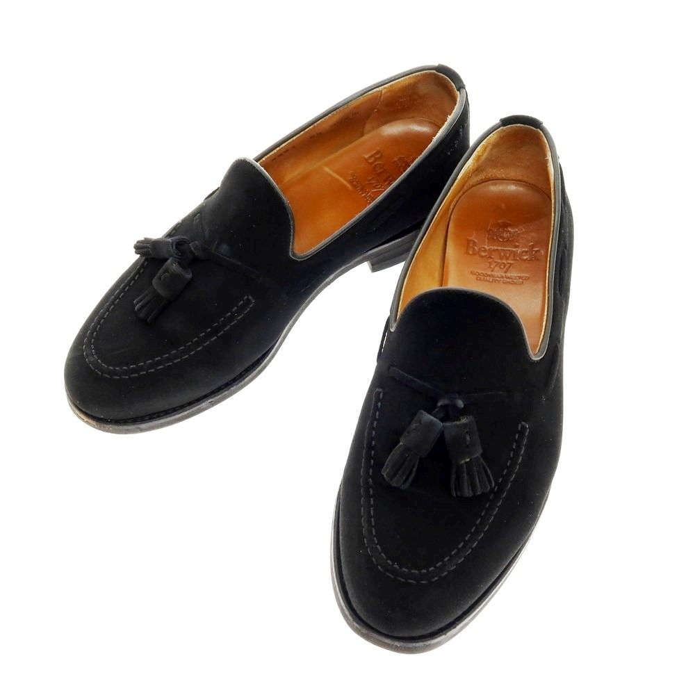 バーウィック BERWICK スエード タッセルローファー ブラック サイズ6 1|2 メンズ