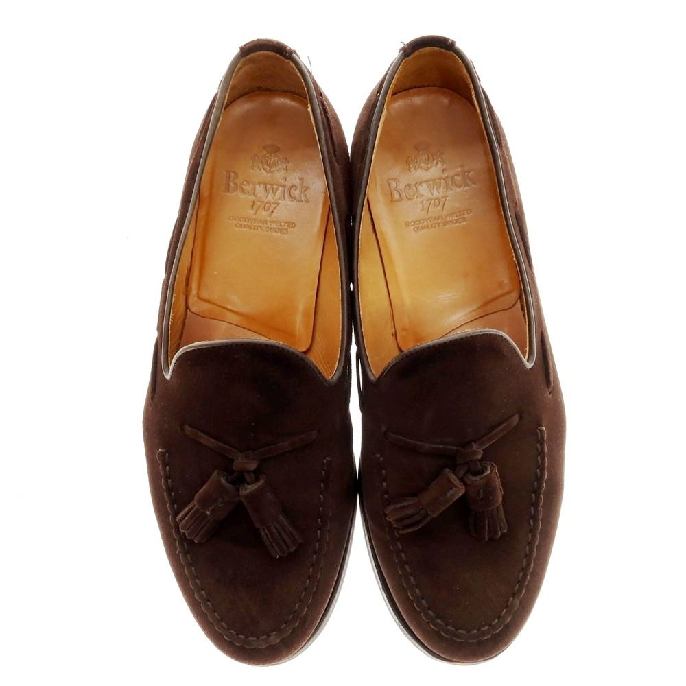 バーウィック BERWICK スエード タッセルローファー ダークブラウン サイズ6 1|2 メンズ