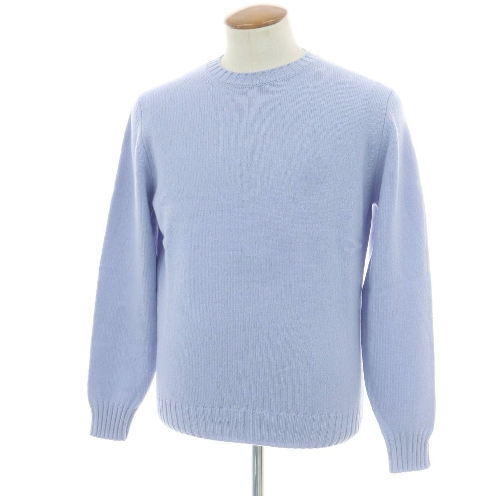 サンモリッツ S.MORITZ ウールカシミヤ クルーネックニット ライトブルー サイズ48 メンズ