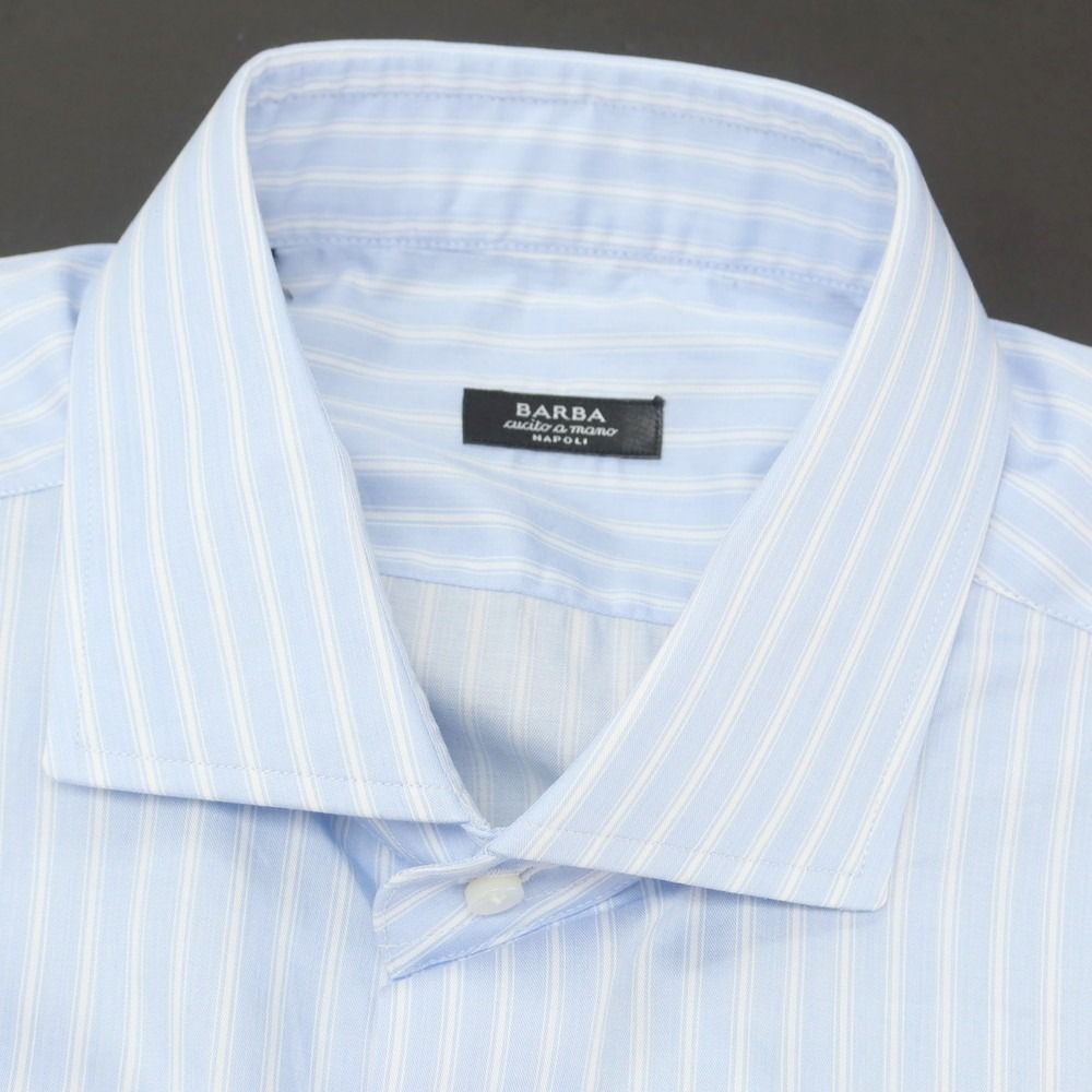 新品】バルバ BARBA ブロードコットン ストライプ ドレスシャツ ライト