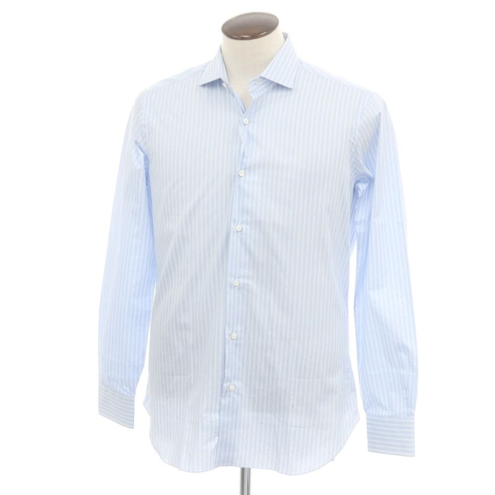 新品 BARBA 38 S バルバ ドレスシャツ ライトブルー イタリア製 新品】バルバ BARBA ブロードコットン ストライプ ドレスシャツ ライト