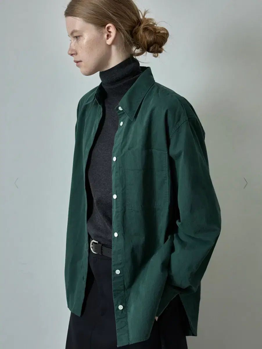 ファサードパターン Classic ピーチコットン シャツ ダークグリーン M
